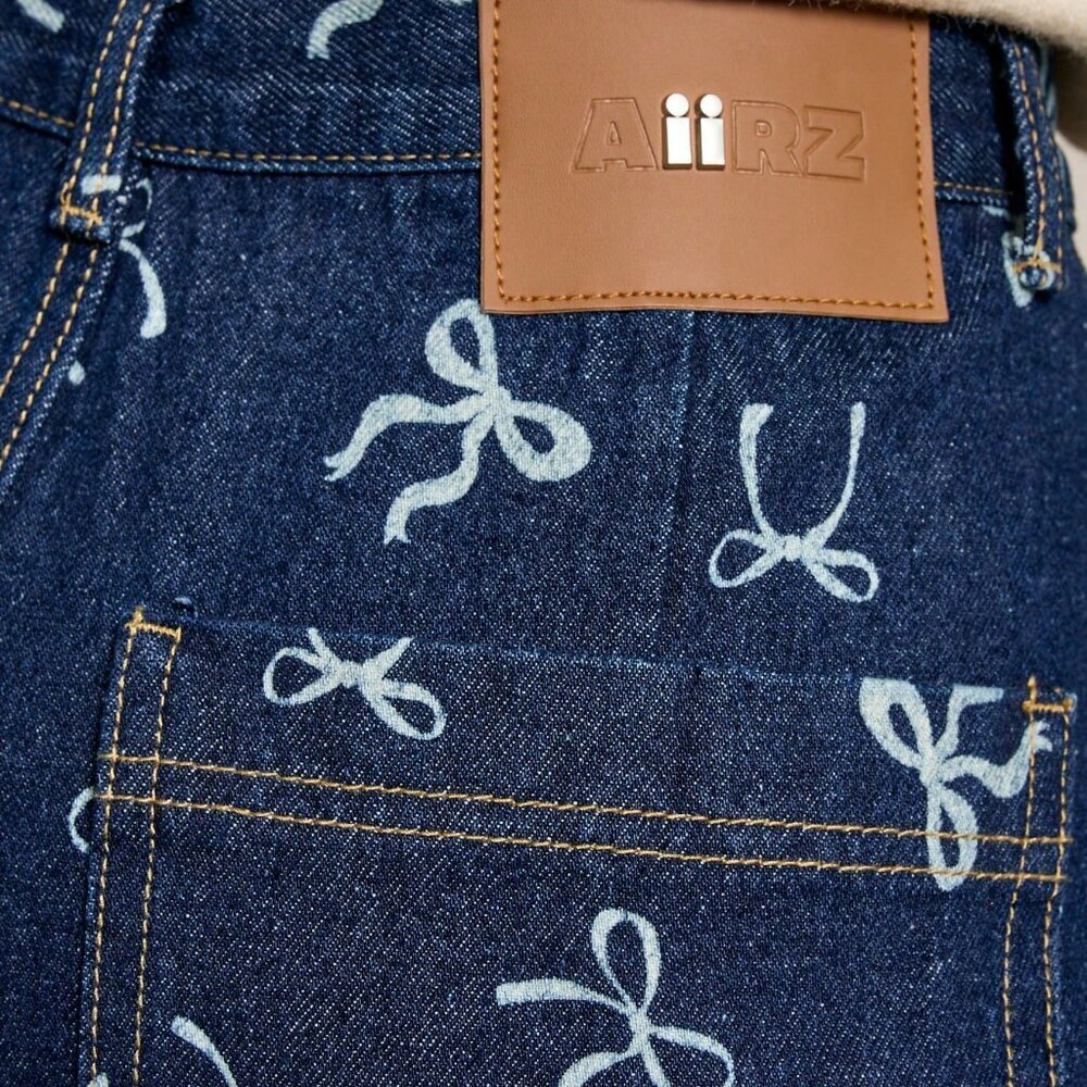 Blue Casual Women's Bow Print Baggy Jean - Picture 6 of 6